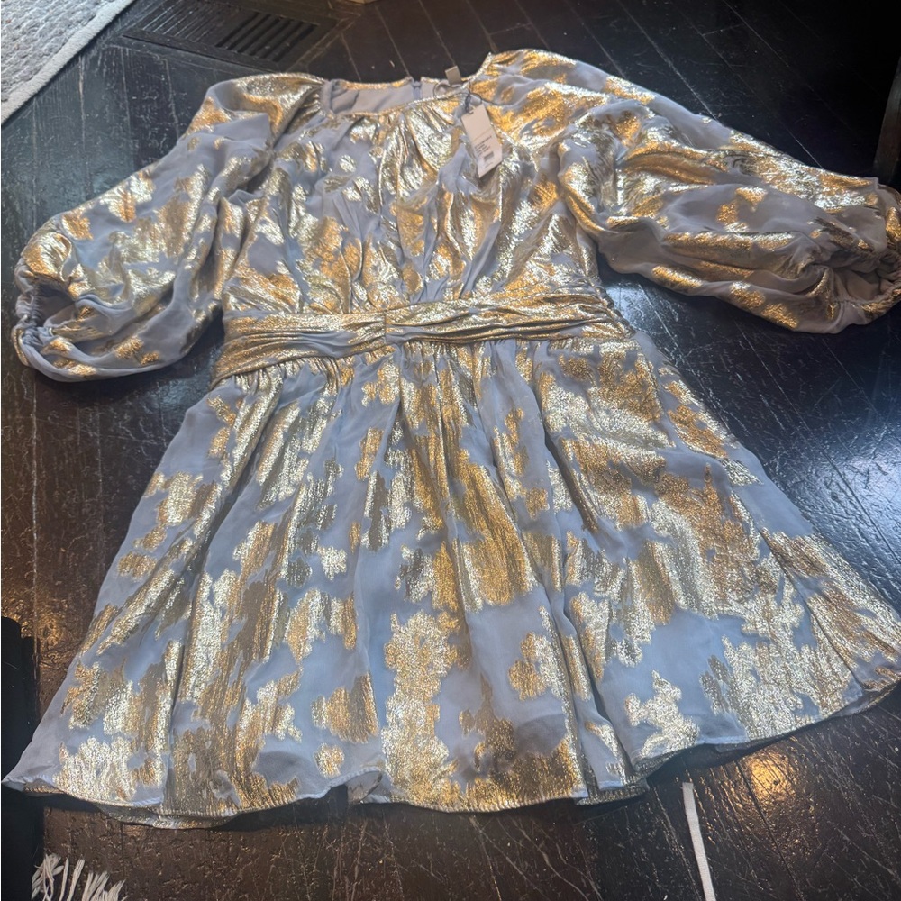 Monique Lhuillier Gold and Silver Mini Dress NWT 8